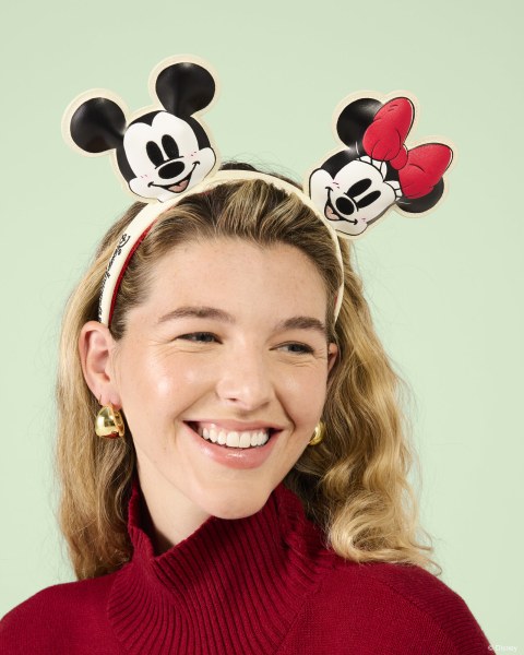 Mickey & Minnie Knit Bow Holiday Ear Headband - Disney Loungefly