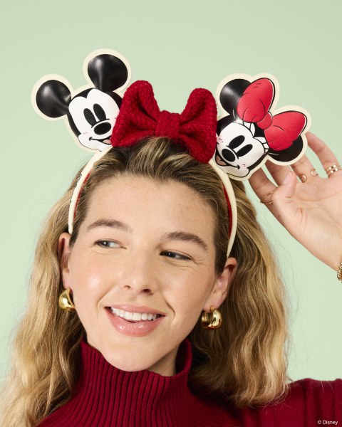Mickey & Minnie Knit Bow Holiday Ear Headband - Disney Loungefly