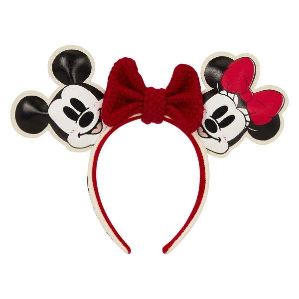 Mickey & Minnie Knit Bow Holiday Ear Headband - Disney Loungefly