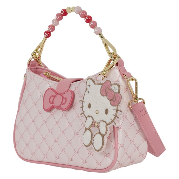 Hello Kitty Quilted Crossbody Bag with Beaded Handle & Bag Charm - Loungefly Sanrio