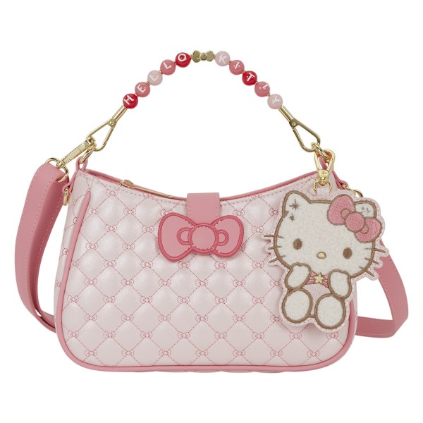 Hello Kitty Quilted Crossbody Bag with Beaded Handle & Bag Charm - Loungefly Sanrio