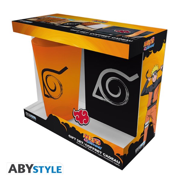NARUTO SHIPPUDEN - Pck Glass XXL + Pin's + Notebook Konoha