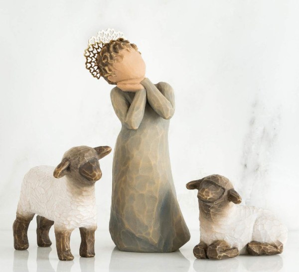 WILLOW TREE LITTLE SHEPHERD AND SHEEP STATUETTES