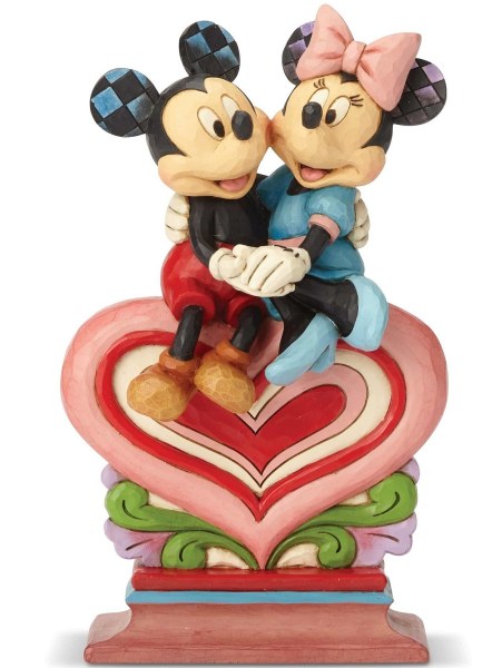 MICKEY AND MINNIE SITTING ON HEART DISNEY TRADITIONS