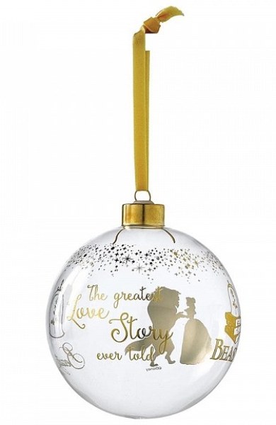 DISNEY ENCHANTING BEAUTY AND THE BEAST GLASS CHRISTMAS ORNAMENT