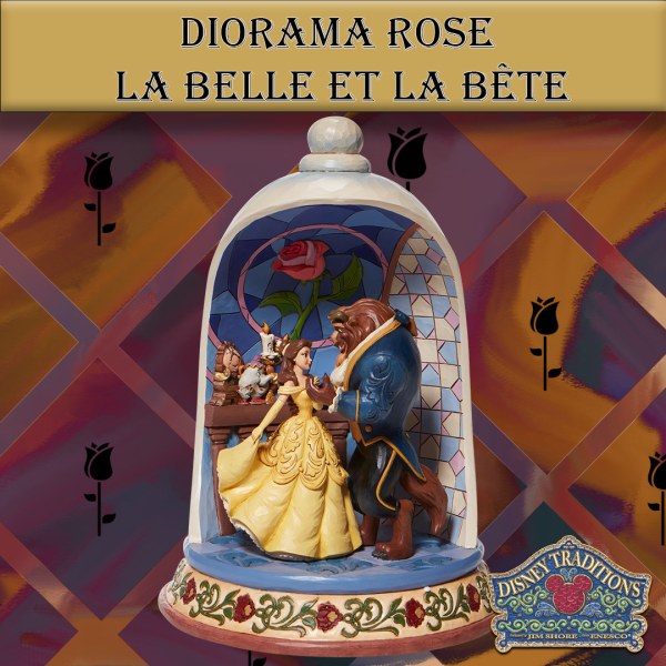 BEAUTY AND THE BEAST PINK DIORAMA - DISNEY TRADITIONS
