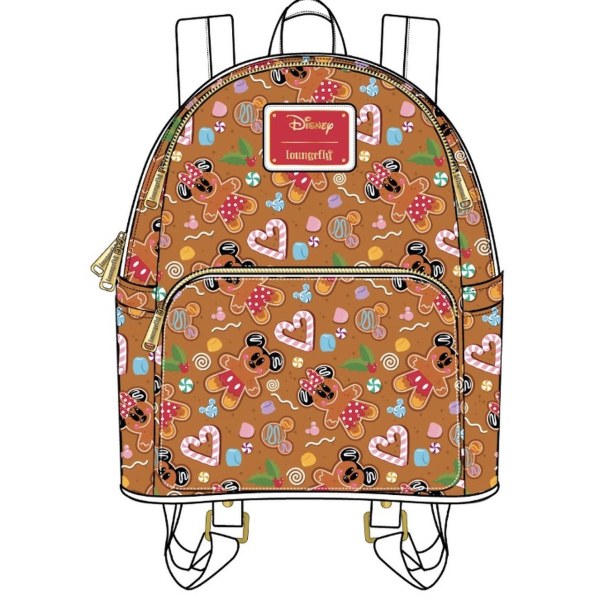 MINI BACKPACK AND HEADBAND MICKEY & MINNIE GINGERBREAD - DISNEY LOUNGEFLY