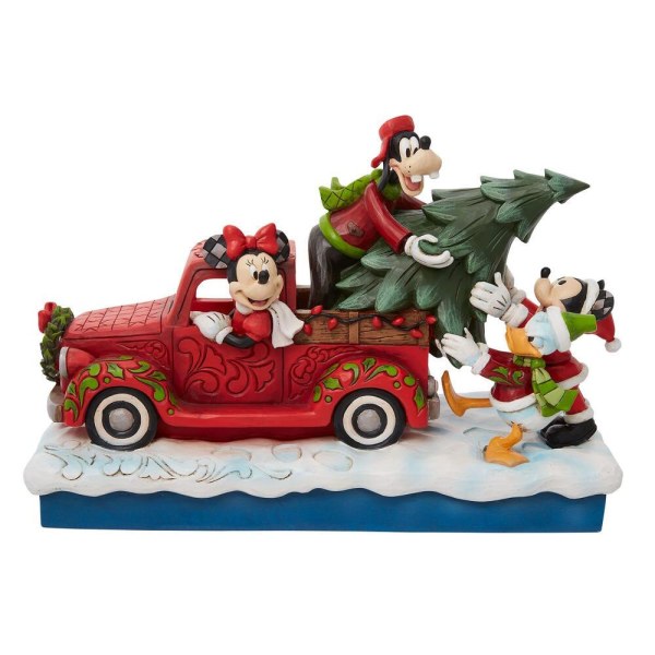 MICKEY AND FRIENDS LOAD THE CHRISTMAS TREE INTO A RED TRUCK - DISNEY TRADITIONS