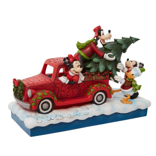 MICKEY AND FRIENDS LOAD THE CHRISTMAS TREE INTO A RED TRUCK - DISNEY TRADITIONS