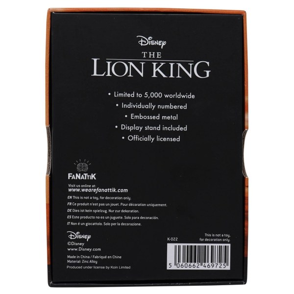 THE LION KING COLLECTIBLE INGOT - LIMITED EDITION