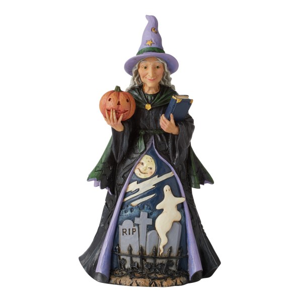 PUMPKIN WITCH AND CEMETERY SCENE - JIM SHORE HEARTWOOD CREEK