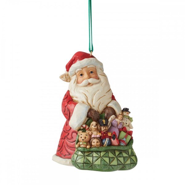 ORNAMENT SANTA CLAUS WITH HIS TOY HOOD - JIM SHORE HEARTWOOD CREEK