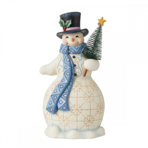 SNOWMAN HOLDING A CHRISTMAS TREE - JIM SHORE HEARTWOOD CREEK
