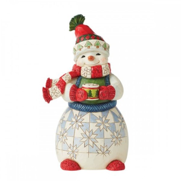 SNOWMAN WITH HOT CHOCOLATE - JIM SHORE HEARTWOOD CREEK
