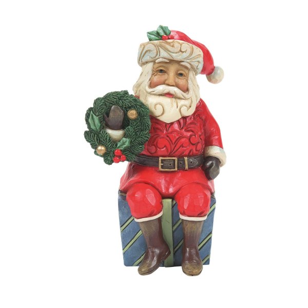 SANTA CLAUS SITTING ON A GIFT - JIM SHORE HEARTWOOD CREEK