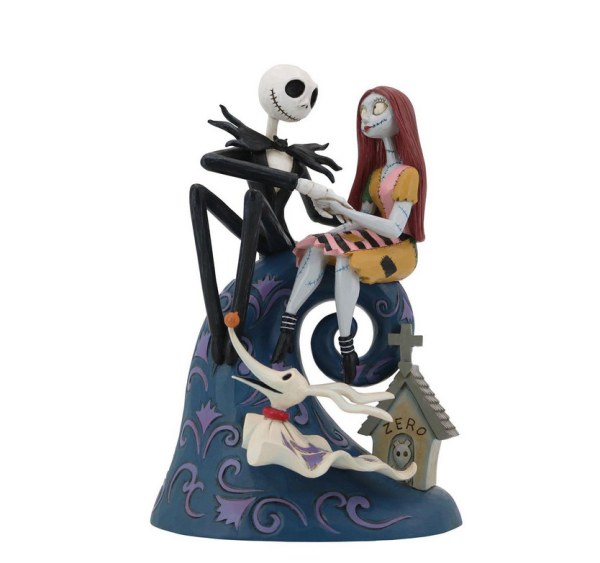 MR JACK SALLY & ZERO ON THE HILL - THE NIGHTMARE BEFORE CHRISTMAS - DISNEY TRADITIONS