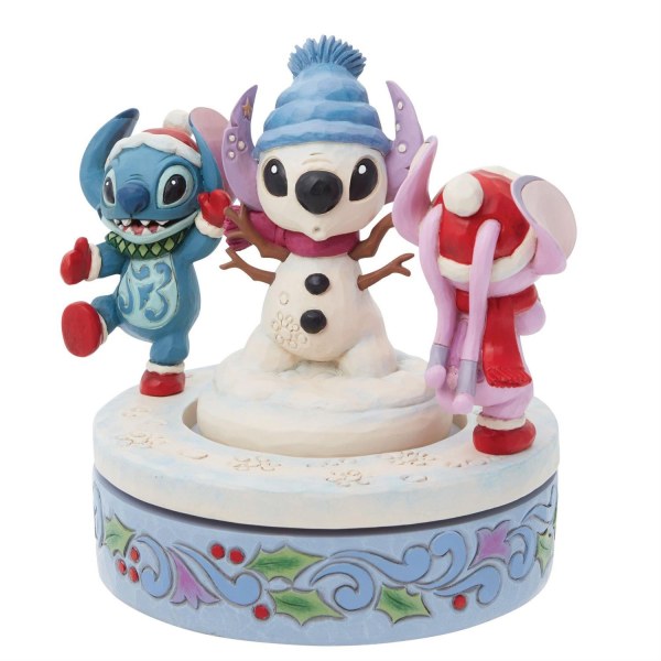 STITCH & ANGEL BUILD A ROTATING SNOWMAN - DISNEY TRADITIONS