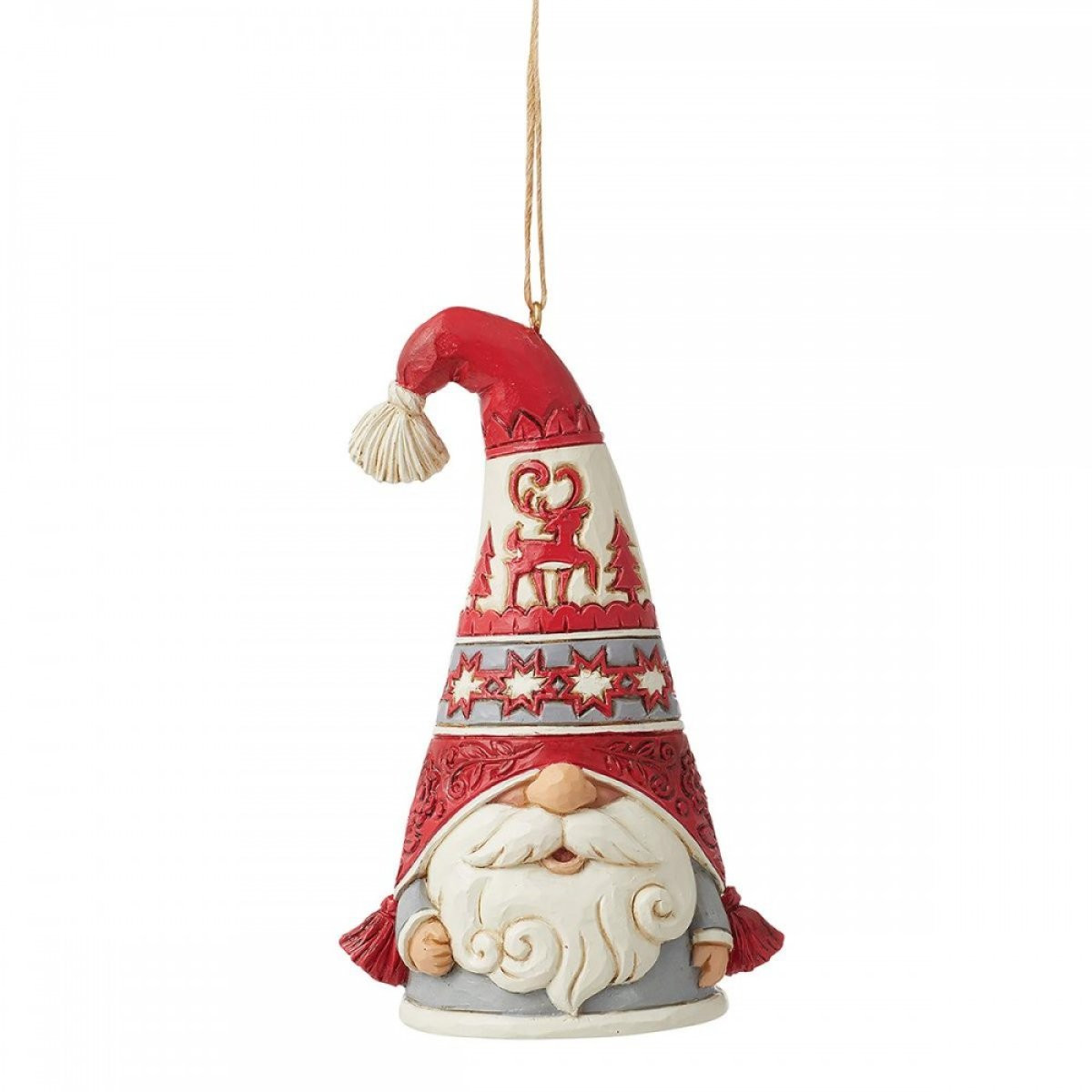 NORDIC CHRISTMAS ORNAMENT HANGING HANGER WITH POMPOM HAT - JIM SHORE HEARTWOOD CREEK